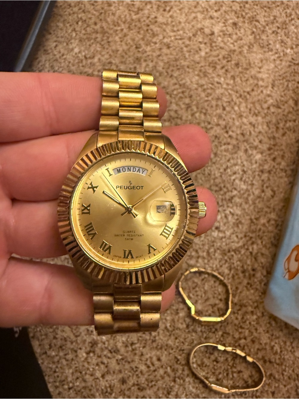 Peugeot Gold-Tone Men's Day-Date Watch